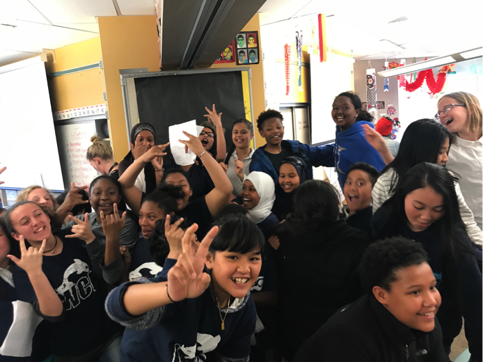 White Center Heights Elementary 6th graders celebrate the end of two years of Arts Corps’ Highline Creative Schools Initiative as they prepare to head to middle school this fall.
