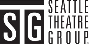 "Seattle Theatre Group" in black thin letters next to black block with "STG" white letters